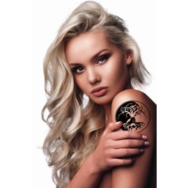 6 Sheets Temporary Tattoos of a Celtic Symbol Yin and Yang Druidic Yggdrasil Tree Temporary tattoo Neck Arm Chest for Women Men Adults 3.7 X 3.7 Inch Jewelry Tattoo