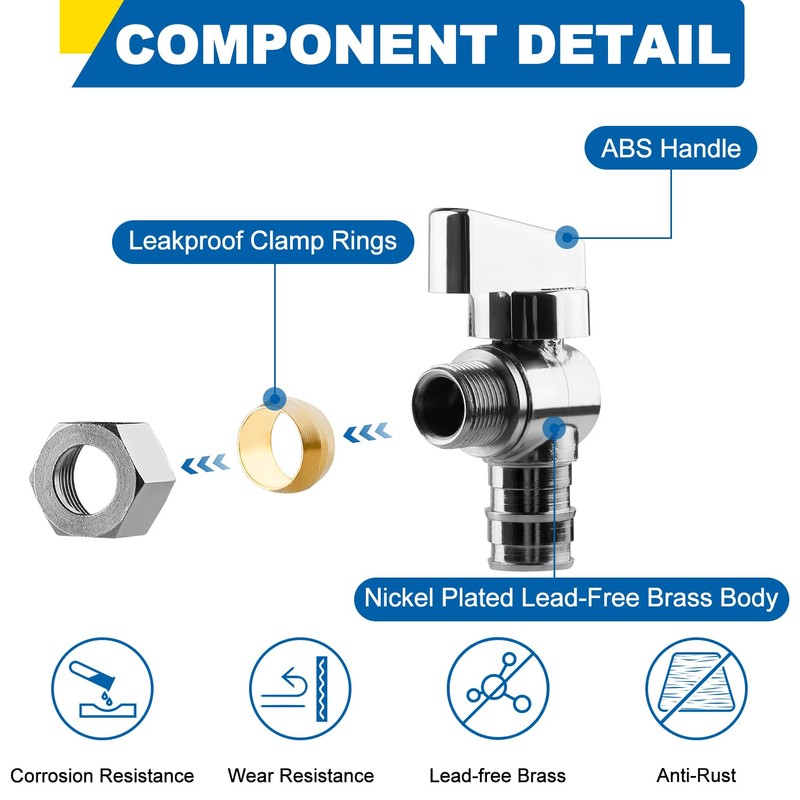 1/4 Turn Angle Stop Valve, 1/2" Expansion Pex F1960 X