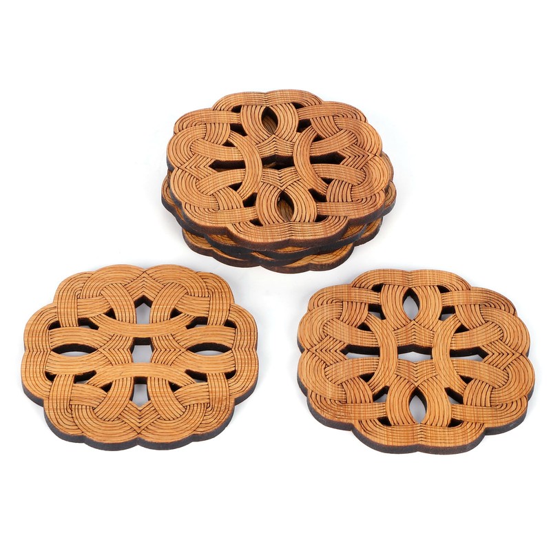 6PCS Bamboo Coaster Teacup Mat AntiScald Heat Insulation Pad Tea