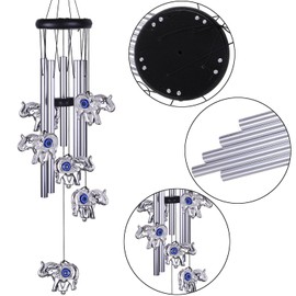 Blue Evil Eye Elephant Wind Chimes Outdoor Decor, Mobile Evil Eye Windcatcher, Evil Eye Elephant Wind Bells, Blue Evil Eye Amulet Wind Chimes for Home, Gift for Mom, Balcony, Patio, Garden Decoration