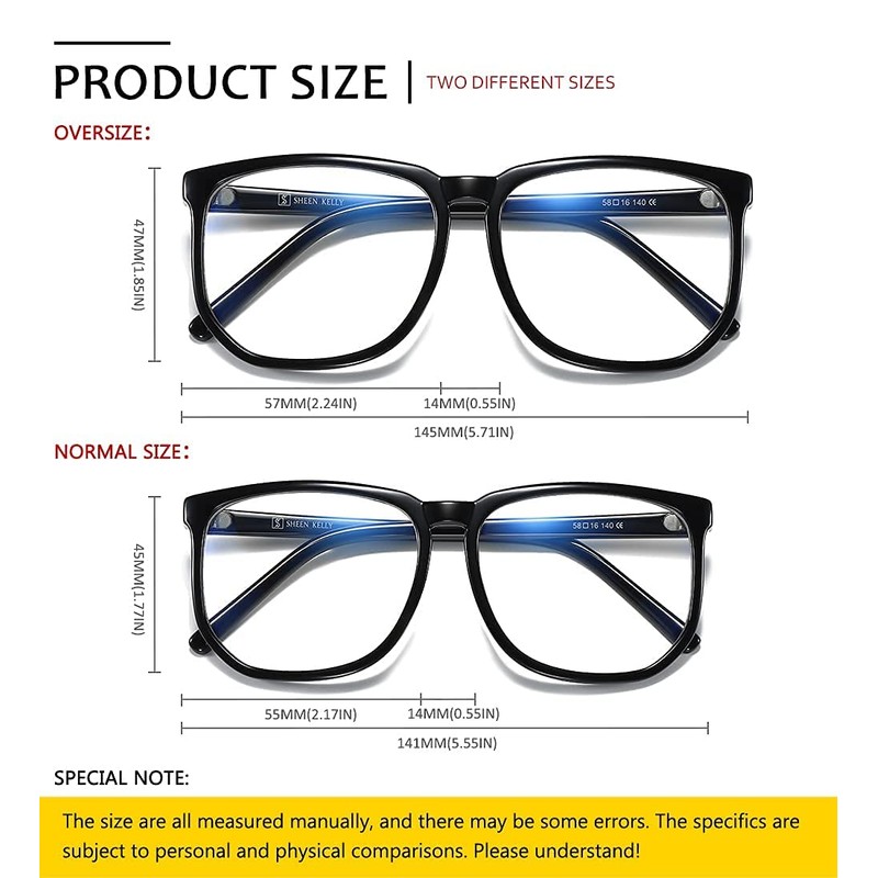 SHEEN KELLY TR90 Blue Light Oversized Safety Glasses Men Women