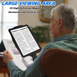 NZQXJXZ 5X Freihändige Lupe mit Licht, Wiederaufladbare Leselupe mit Licht für Senioren Groß, Flexible Schwanenhalslupe zum Lesen, Reparieren, Nähen, Sehschwäche, ältere Menschen, 27x20 cm Große Linse