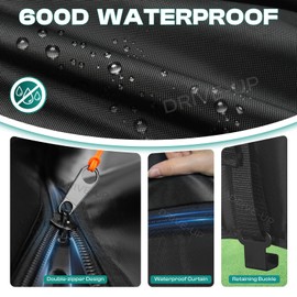 Drive-up Club Car Driving Enclosure, Golf Cart Enclosure Fits for 4 Passenger Club Car DS Golf Carts, 600D Waterproof Windproof Portable Golf Cart Rain Cover with Zipper Door and 4-Sided Clear Window