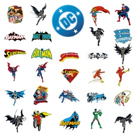 DC Superhero Stickers, 50 Waterproof Stickers for Kids, Teens, Adults, Vinyl Stickers, for Skateboards, Notebooks, Computers, Luggage, Party Supplies Decals (B-50)