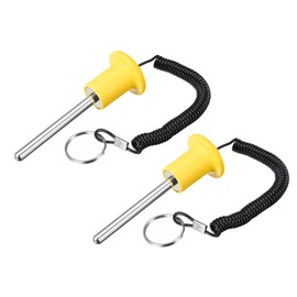 sourcing map 8mm x 80mm Weight Stack Pin with Pull Rope Magnetic Strength Training Equipment Accessories for Fitness Training Yellow 2pcs
