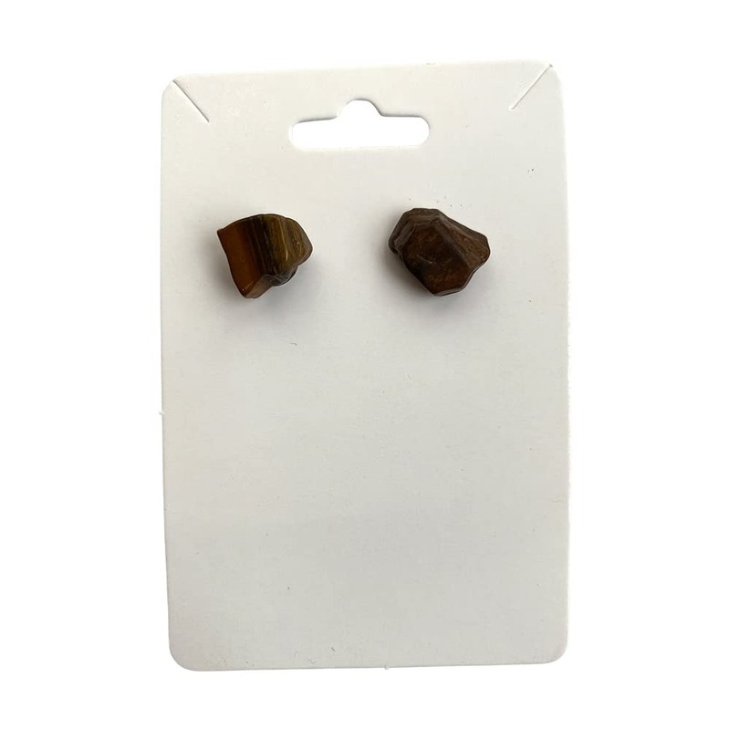 Gemstone Chip Stud Earrings, 1x1cm, Tiger's Eye