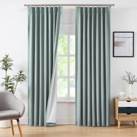 WEST LAKE Mineral Green Bailey Pinch Pleated Blackout Curtain Panels 95 Inches Long for Bedroom,Pinch Pleat Textured Drapes for Traverse Rod and Track,Thermal Insulated Window Treatment,40" Wx95 Lx2