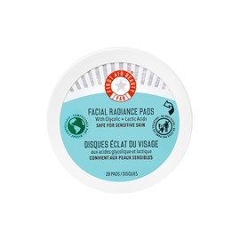 First Aid Beauty - Facial Radiance Pads with Glycolic & Lactic Acids, Daily Exfoliating Pads with AHA, Visibly Smaller Pores, Help Tone & Brighten Skin, One-Step Makeup Prep, Compostable, 28