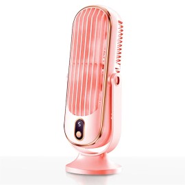 Table Fan Digital Display Bladeless 6.9 In DC Motor Cooling Pink Plastic 25 W With Timer Five Speedscolor: Pink Color