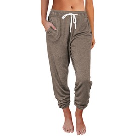 AUTOMET Sweatpants Women with Pockets Lounge Casual Pajama Pants Joggers Fall Clothes Spring Outfits Resort Wear 2025 LightCoffee L