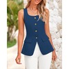 BTFBM Womens Sleeveless Suit Vests Dressy Casual Square Neck Business