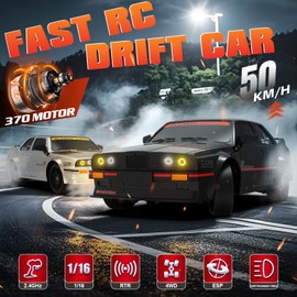 Sakeye RC Drift Car with Gyro, Fast RC Cars for Adults 50KM/h Drifting RC Car 2.4GHz 1/16 Remote Control Cars 4WD High Speed Racing Vehicle Sport Toy Cars with LED Lights for Adults Boys Girls Kids