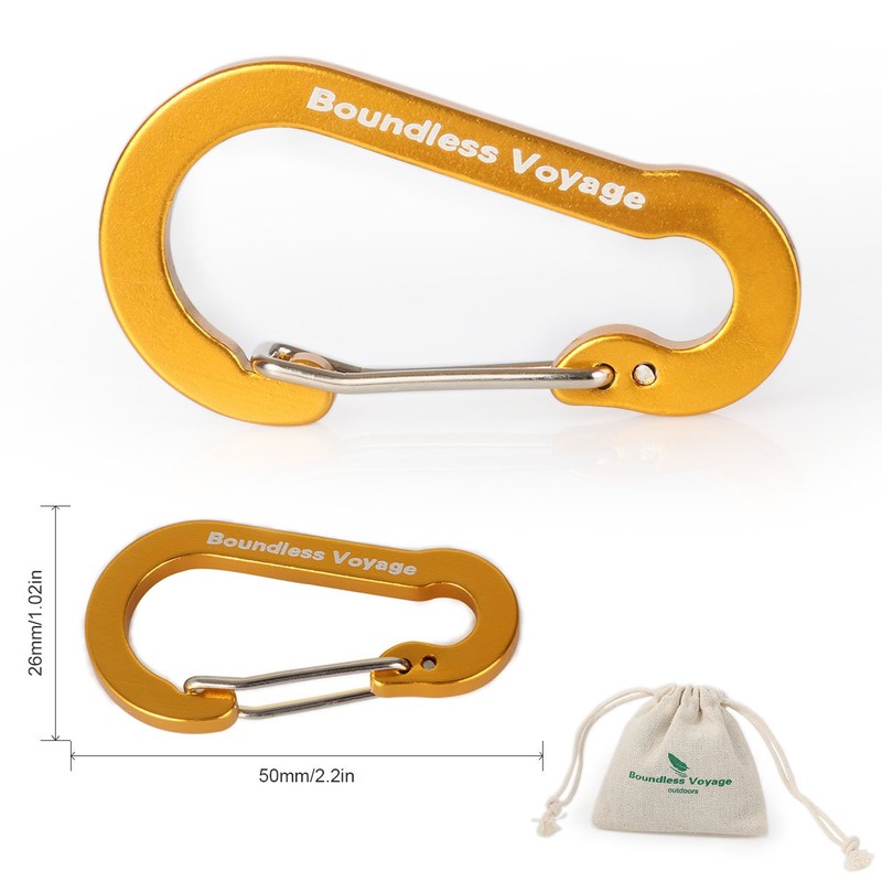 Boundless Voyage Aluminum Locking Carabiner Keychain D-Ring Clip Hook for