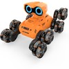 LNNKINE Robot Toy, 8 Wheels Stunt Robot Toys with 2.4Ghz, Auto-Demonstration, 360° Rotation, LED Eyes，Easy Kid-Friendly Controls for Indoor/Outdoor Play, Gifts and Toys for Kids Aged 8-13, Orange