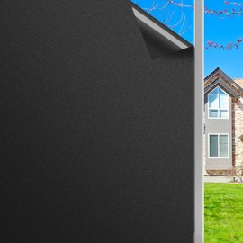 NINETREX Blackout Window Privacy Film,Darkening Window Tint Black Window Opaque Covering 100% Light Blocking Static Cling Sticker for High Privacy,（17.5 x 78.7inch,Black）