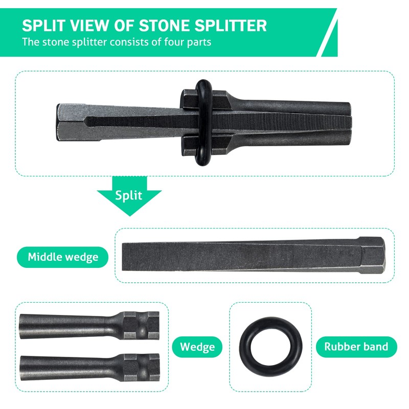 KOSIEJINN Stone Splitter Wedge Stone Opener Stone Breaking Tool Wood