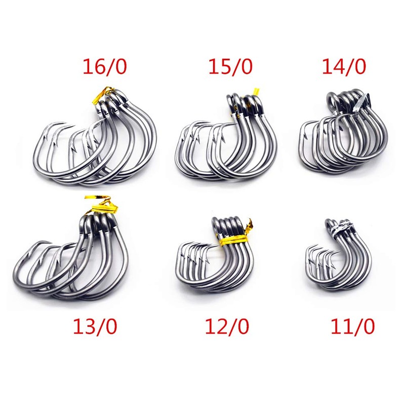 11/0-16/0 Big Game White Forged Offset Circle Hooks Shark &