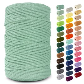 Nook Theory - Cuerda de macramé de 3 mm, 220 yardas, cuerda de macramé suave de 4 mm, 5 mm, perfecta para nudos, suministros de macramé para perchas de pared y decoraciones bohemias, cuerda de algodón, cuerda de macramé (salvia, 3 mm)