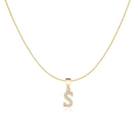 MARLION JEWELS Necklace for women in 925 silver initial letter with zirconia. Silver chain for women, ideal as a gift. Necklace for women. Jewellery for women, Gold - silver, No Gemstone