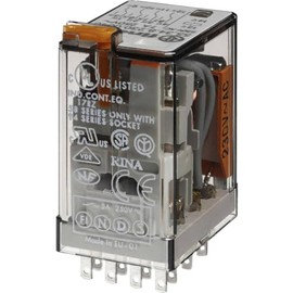 FINDER 55.34.8.024.0050 24VAC Coil, 4PDT, 7-AMP, Agni Contact, Lockable Test Button & LED, Plug-in Relay