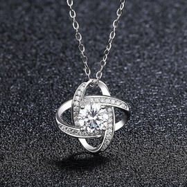 Stocking Stuffers Gifts for Women to My Daughter Necklace Rhinestone Love Knot Neaclace for Teen Girls Daughter Gifts with Message Card