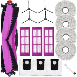 DianSung Replacement Part for Eureka J15 Pro Ultra Vacuum Cleaner,Roller Brush, 4 Mop Pads, 3 Dust Bag, 4 Side Brushes, 3 Filter, Cleaning Brush