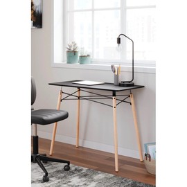 Signature Design by Ashley Jaspeni Industrial Home Office Desk, Black & Light Brown