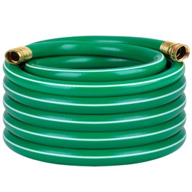 Worth Long Lead-in Green Garden Hose 5/8 in. x 50 ft. -Kink Free, No Leaking, Male/Female Fittings -Heavy Duty Durable Flexible Lightweight Water Pipe -Brass Aluminum Ends for Household & Yard Use