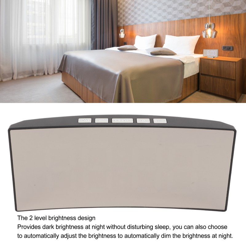 Mirror Digital Alarm Clock Temperature Display LED Curved Mirror Digital