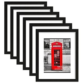 VMUZEDER 11x14 Picture Frame Rustic Black Wood Set of 6,Display Pictures 8x10 with Mat or 11x14 Without Mat,Multi Photo Frames Collage for Wall