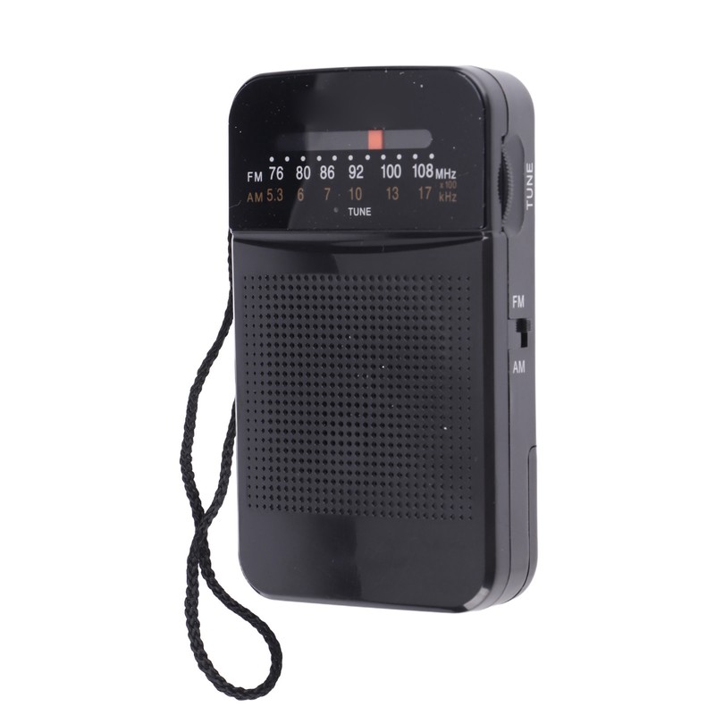 Portable AM FM Radio Black Color Headset Pluggable Built in