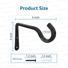 Aokyitzm 2 Pack Hanging Plant Bracket,6 inch Metal Plant Hook,Decorative Wall Plant Hanger for Hanging Lanterns,Bird Feeder,Flower Basket,Wind Chimes,Home Decor Indoor & Outdoor Plant Hanger (Black)