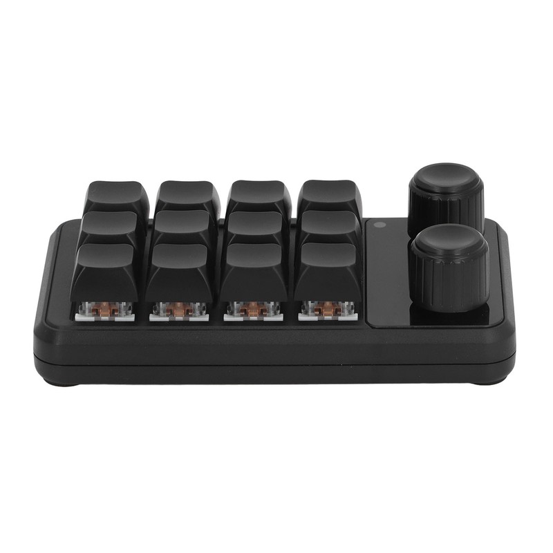 Mini Gaming Keypad 12 Keys 2 Knobs Blue Switch Black