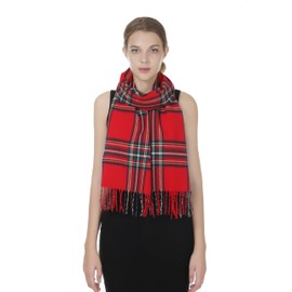 TZ Promise Men Women Tartan Plaid Check Stewart Scottish Soft Warm Winter Cashmere Feel Scarf (Red(17))