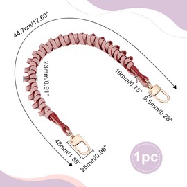 PH PandaHall 17.5 Inch Braided Bag Strap Pink Short Handbag Strap Made of PU Leather Replacement Handle Top with Golden Hardware for Carry Bag Crochet Bag Shoulder Handbag