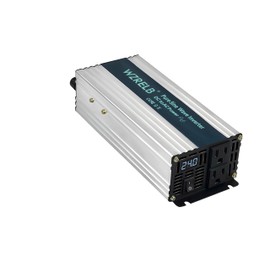 WZRELB 1200W Pure Sine Wave Inverter 24V DC to 110V 120V AC Power Converter with LED Display, Off-Grid Portable Power Inverter with 2 AC Outlets for Home, RV, Truck, Camping