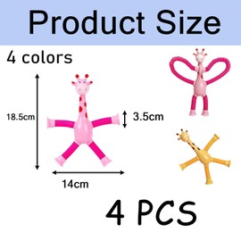 4 PCS Telescopic Suction Cup Giraffe Toy,Cartoon Telescopic Suction Cup Giraffe Toy Tubes Toy Giraffe Educational Stress Relief Tubes Toy Fun Parent-Child Interaction Puzzle Toys