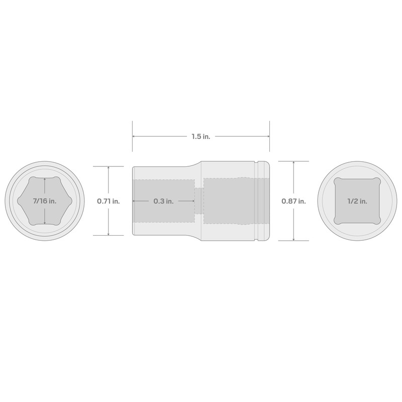 TEKTON 1/2 Inch Drive x 7/16 Inch 6-Point Socket |