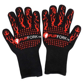 FLIPFORK BBQ Gloves 932°F Heat Resistant 100% Preoxidation Fiber and Cotton Non-Slip for The Barbecue, Grill, Oven for Cooking, Grilling, Baking