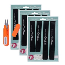 It's Sew Emma Art Cross Stitch Line Keeper - Magnetic Ruler for Cross Stitch - Non-Slip Grip Included Embroidery Accessories and Supplies - Bundle Embroidery Scissors [Pack of 3]