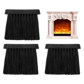 Pack of 3 Fireplace Brushes, Replacement Broom for Fireplace Companies, Round Brush Head with Handle, Replacement Brushes for Fireplace Companies, Durable and Practical, for Home and Fireplace Care