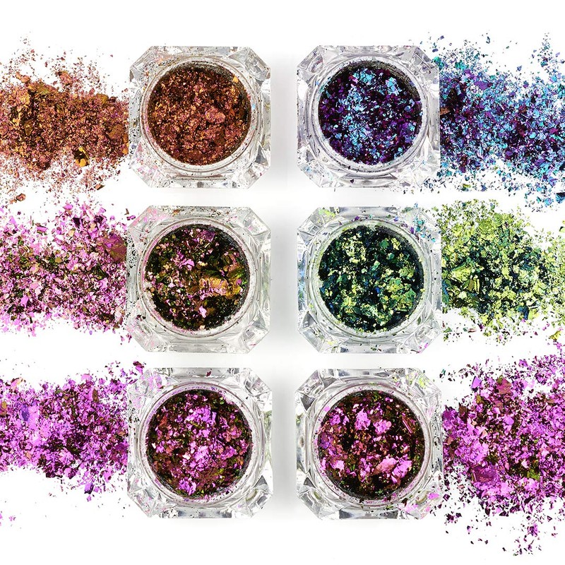 Stargazer Duochrome Flakes, Colour Shift Mezermising Loose Glitter Colour In