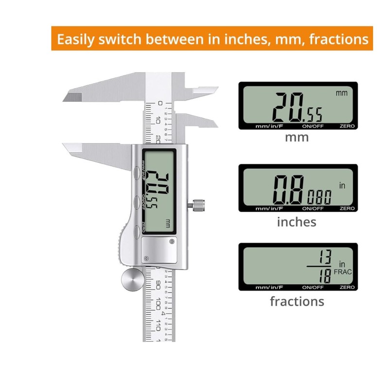Electronic Digital Vernier Caliper - 150mm Stainless Steel Professional Metal