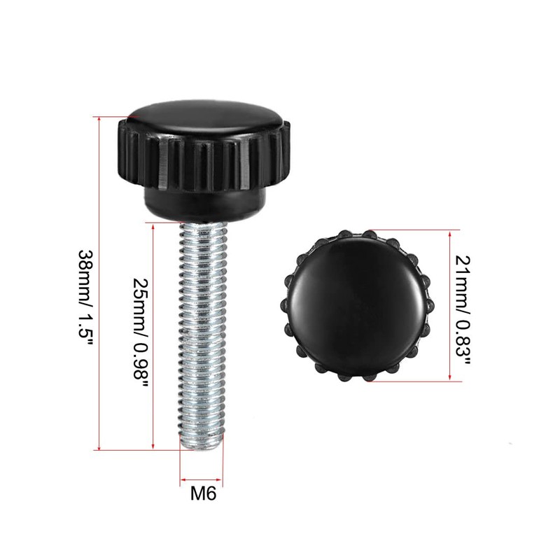 sourcing map 6pcs Knurled Clamping Knobs M6 x 25mm Metric
