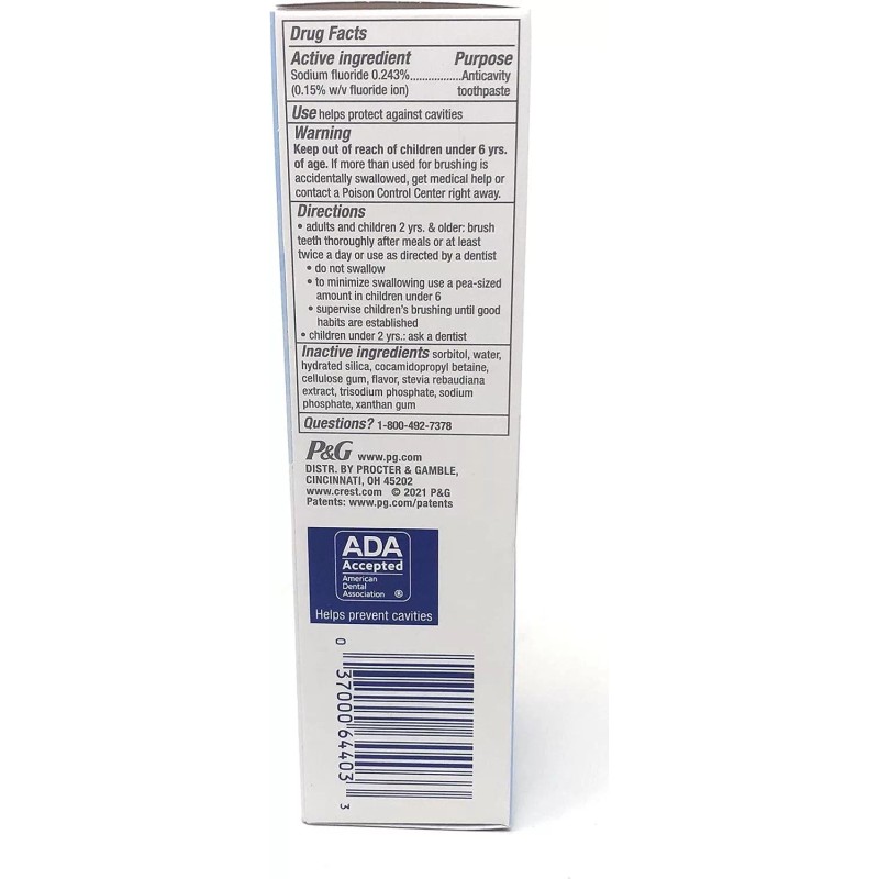 Crest 12 Pack Crest Pure Gentle Whitening Fluoride Anticavity Toothpaste