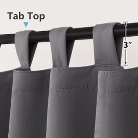 RYB HOME Patio Curtain Outdoor - Extra Wide Blackout Curtains Waterproof Windproof Privacy Outdoor Indoor Curtains for Porch Gazebo Pavilion, Wide 100 x Long 84 Inch, Grey