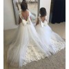 White Flower Girl Dress Embroidery Princess Dress First Communion Tulle