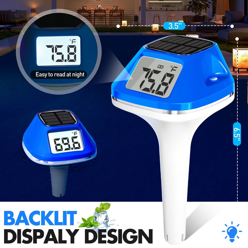 DeeprBlu New Iteration Solar Digital Pool Thermometer with Rope, Easy