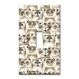 Art Plates 1 Gang Toggle Wall Plate - Brown Cat Toss