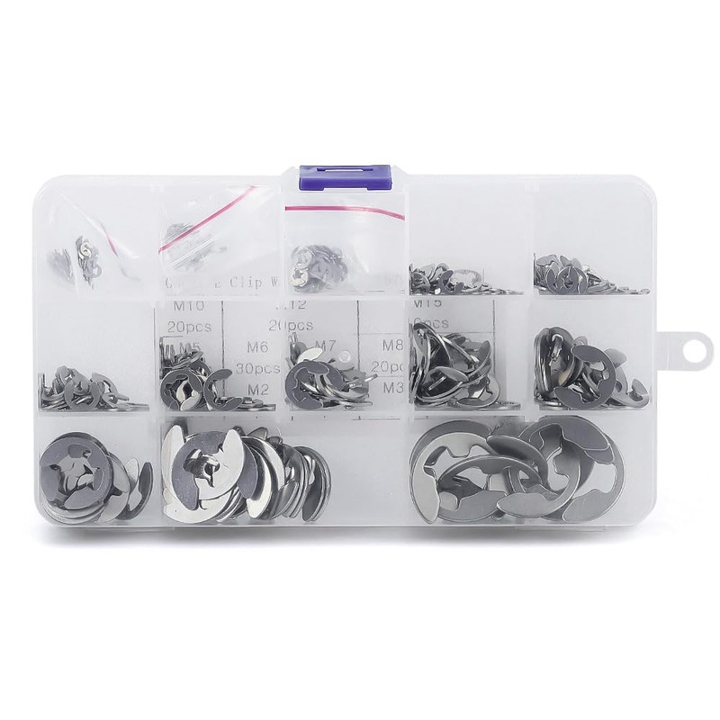 Glvaner E-Shape Snap Ring Circlip Kit Snap Ring Removal E-Ring